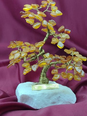 Drzewko szcz�cia bonsai z bursztynu jasnego